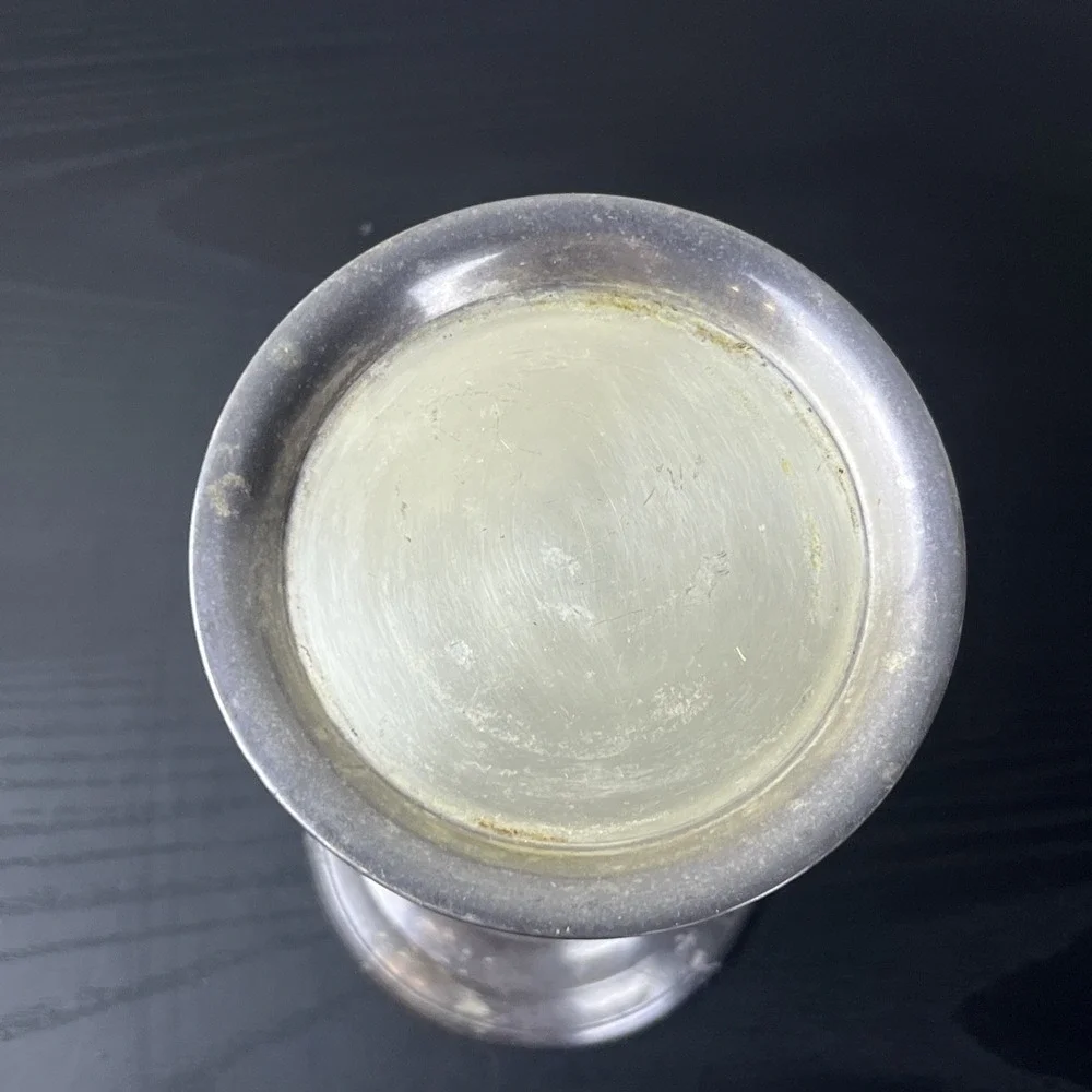 Crate & Barrel‎ Antique Silver Pillar Candle Holder 8.35